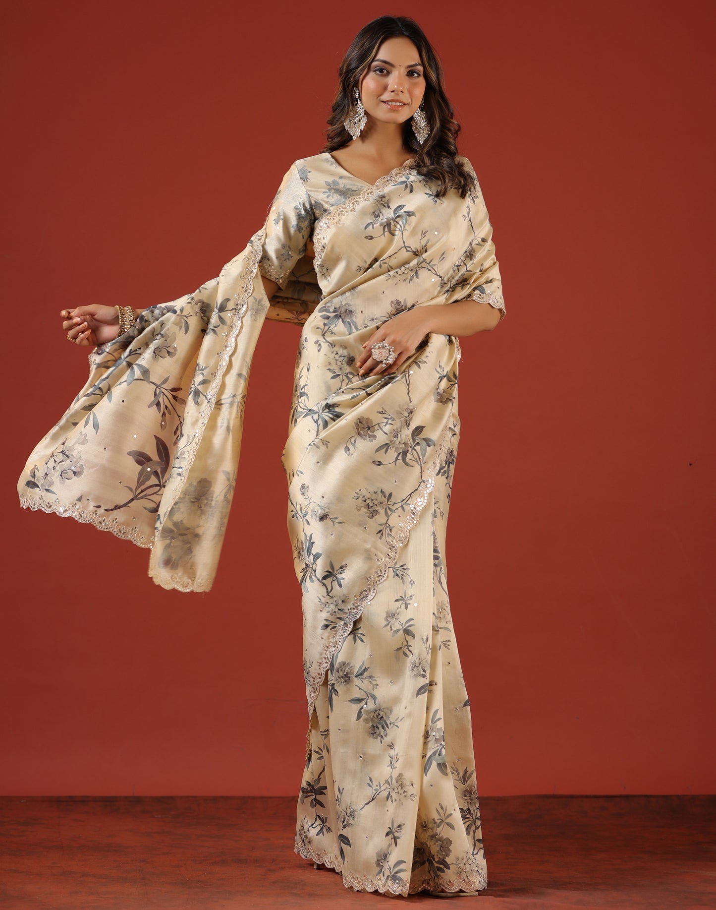 Classic Ivory printed Saree