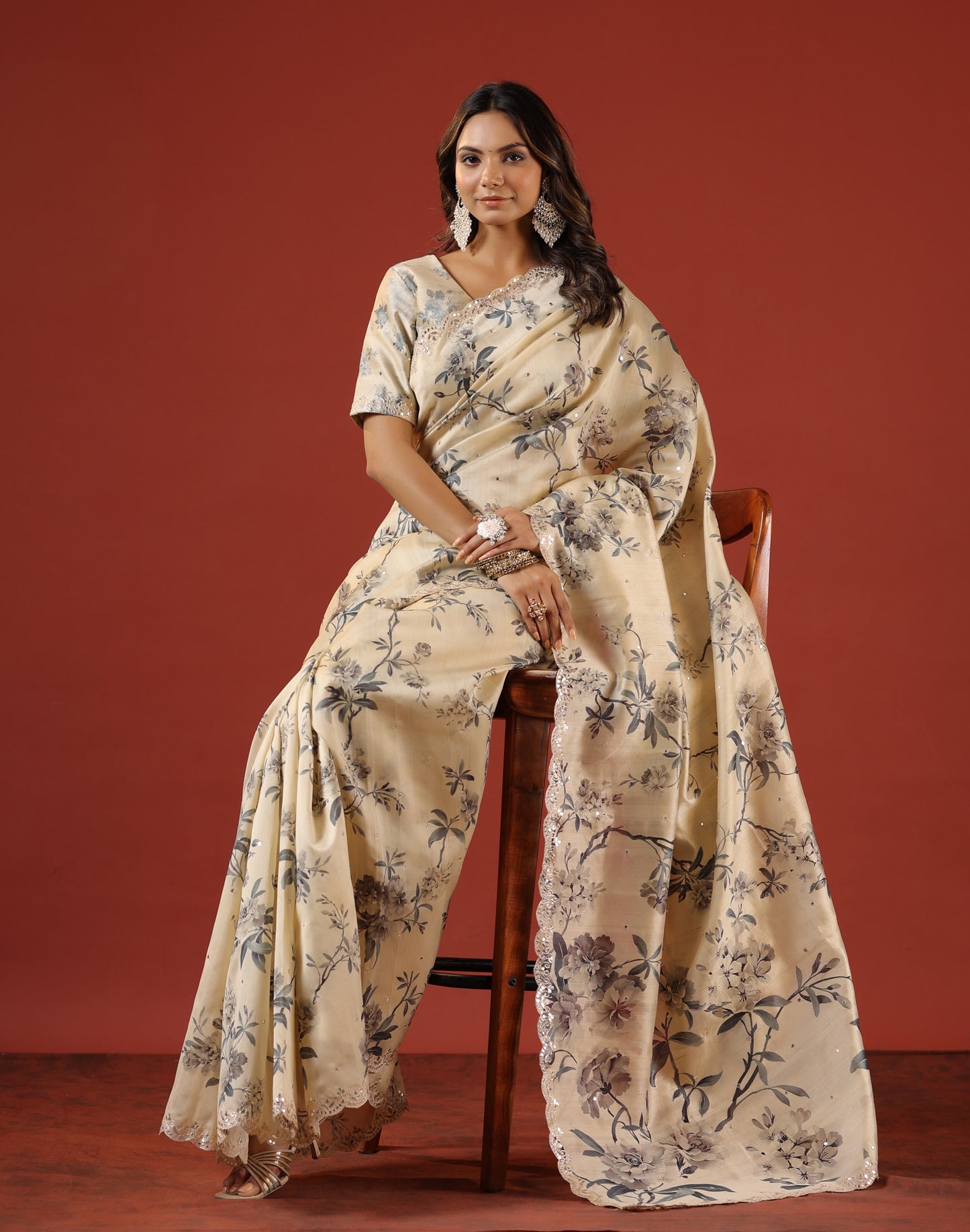 Classic Ivory printed Saree