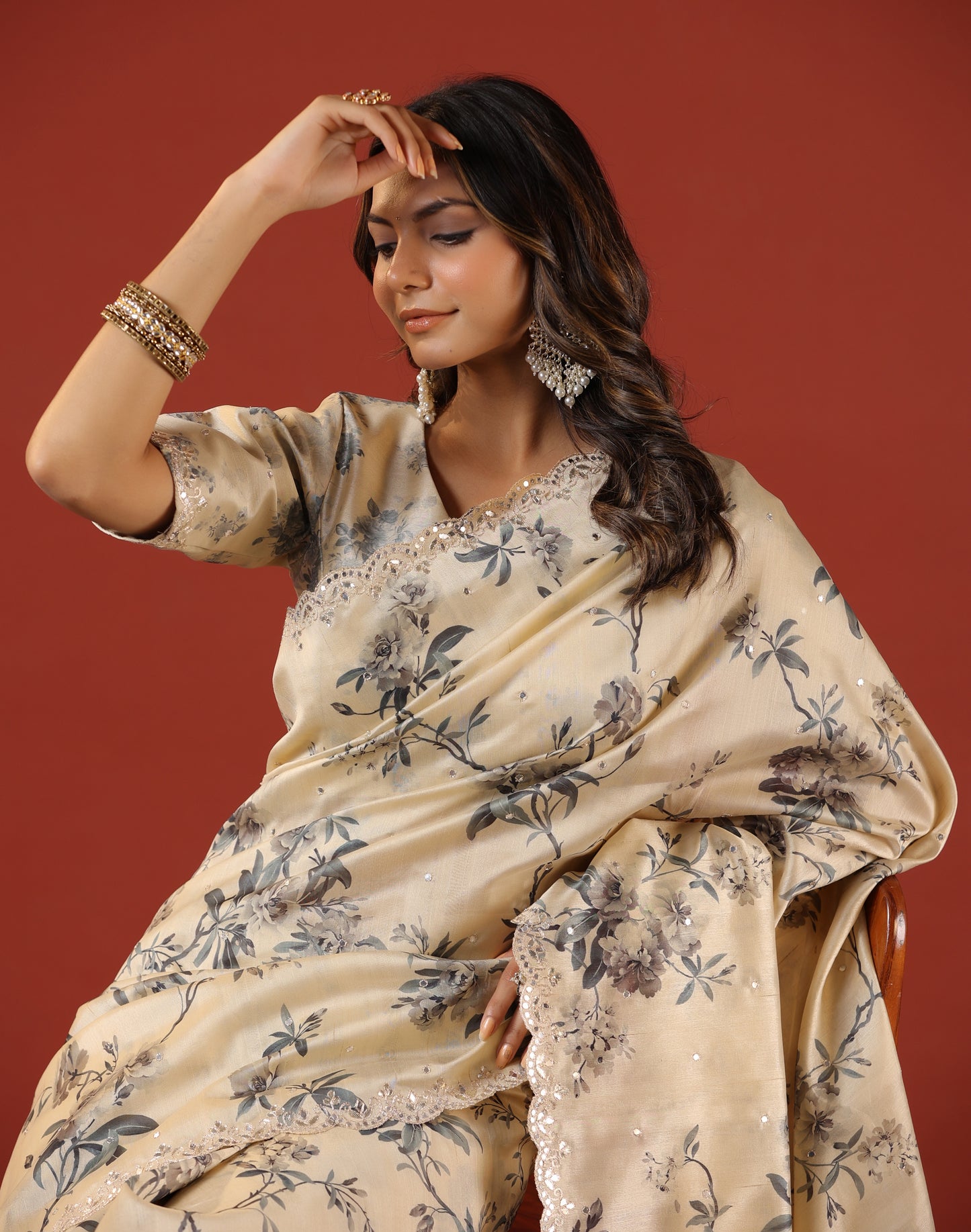 Classic Ivory printed Saree
