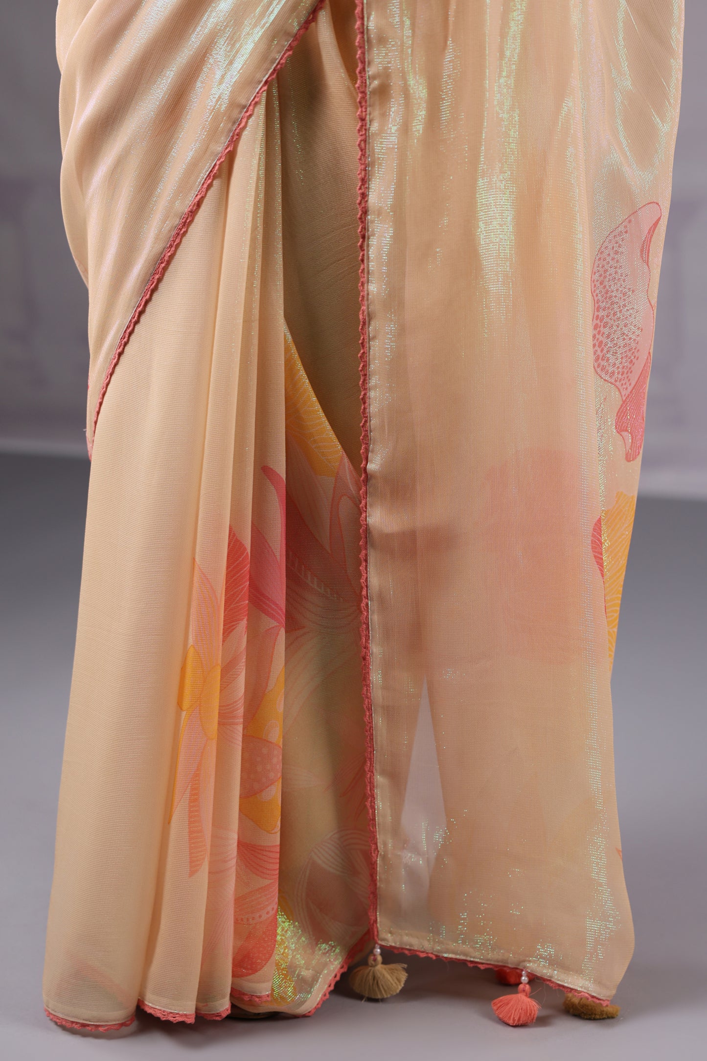 Dreamy Pastel Cream Floral Saree