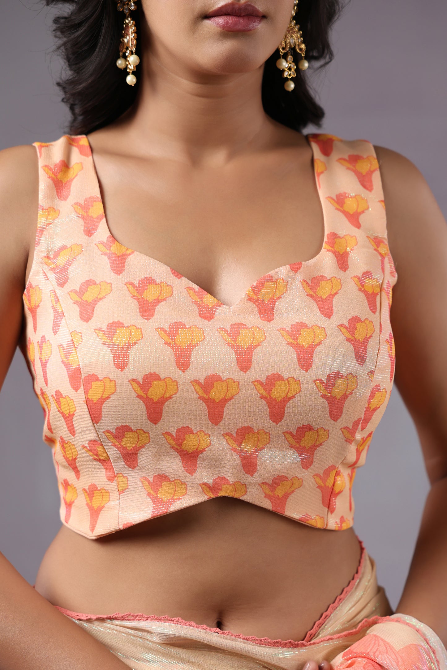 Dreamy Pastel Cream Floral Saree