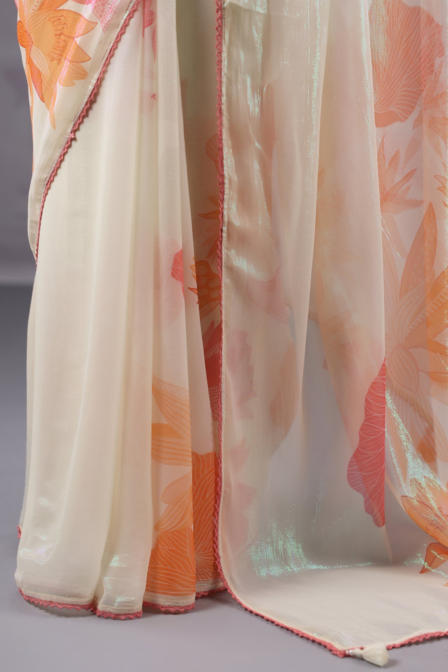 Classic White Floral Saree