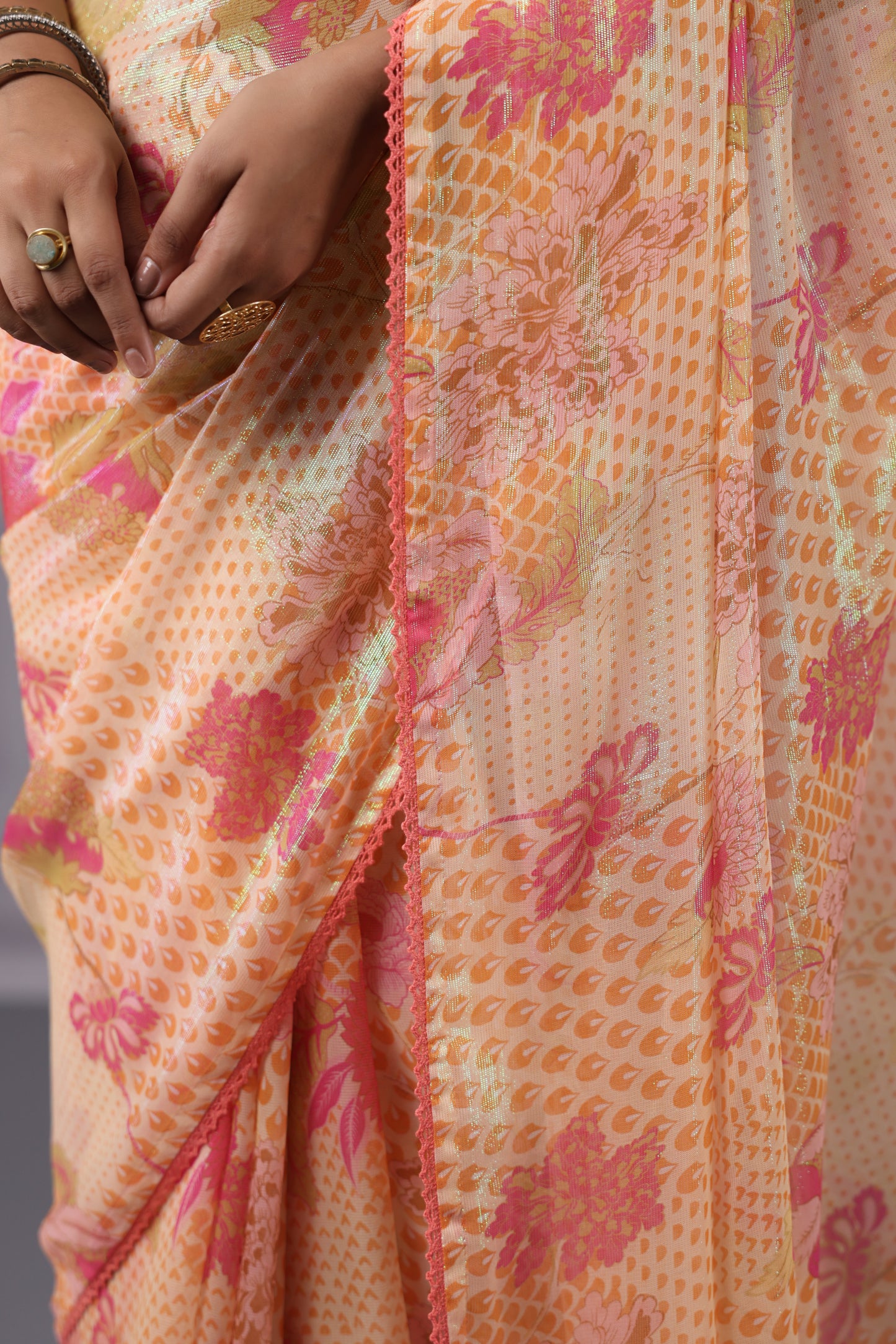 Classic Blush Floral printed Saree