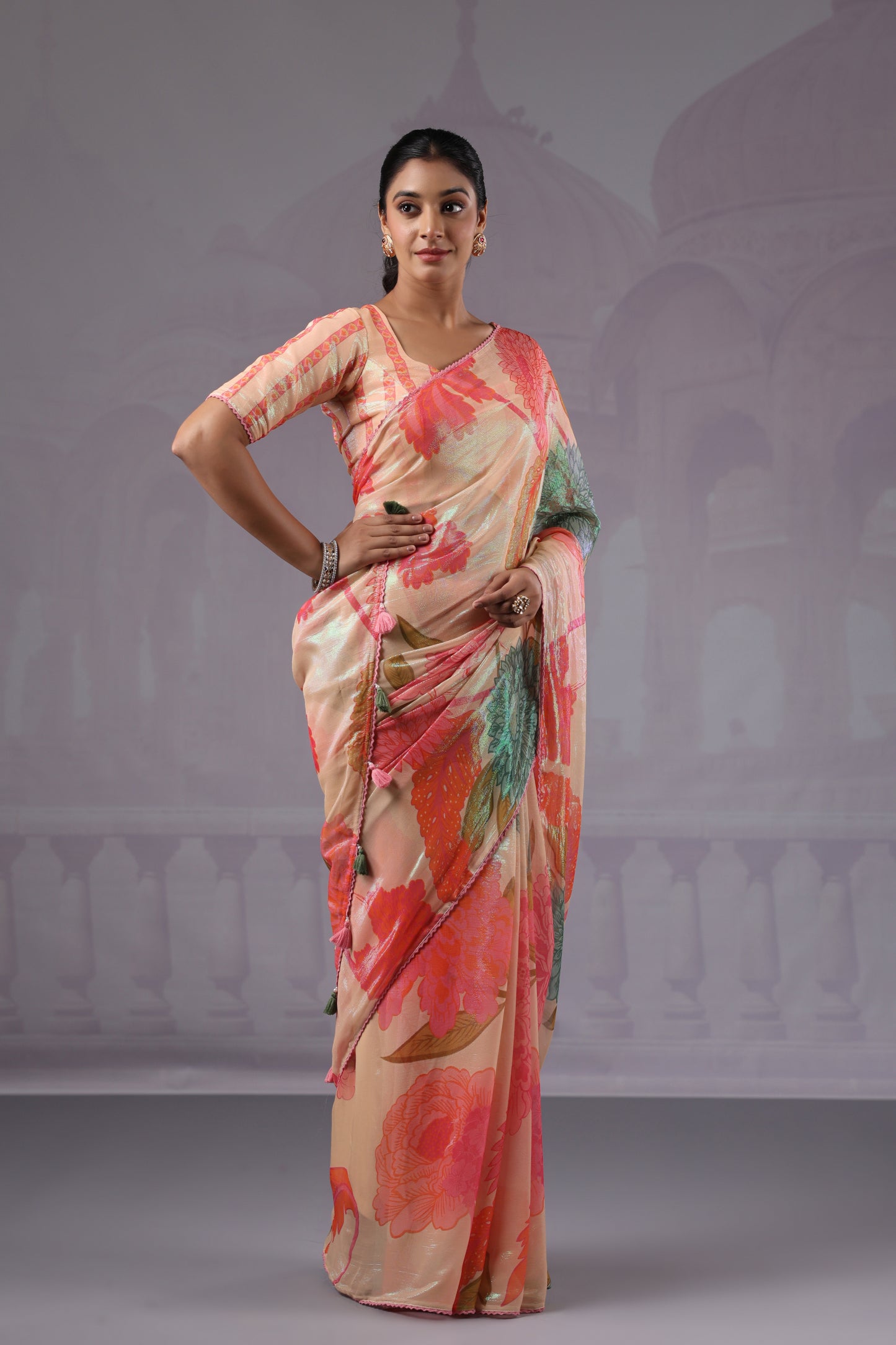 Multi Colour Floral printed Saree