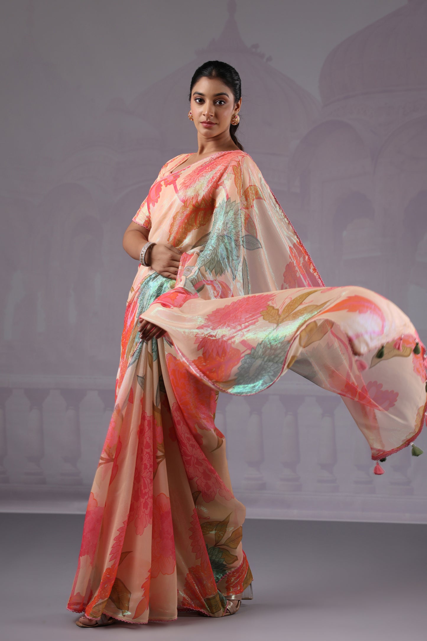 Multi Colour Floral printed Saree
