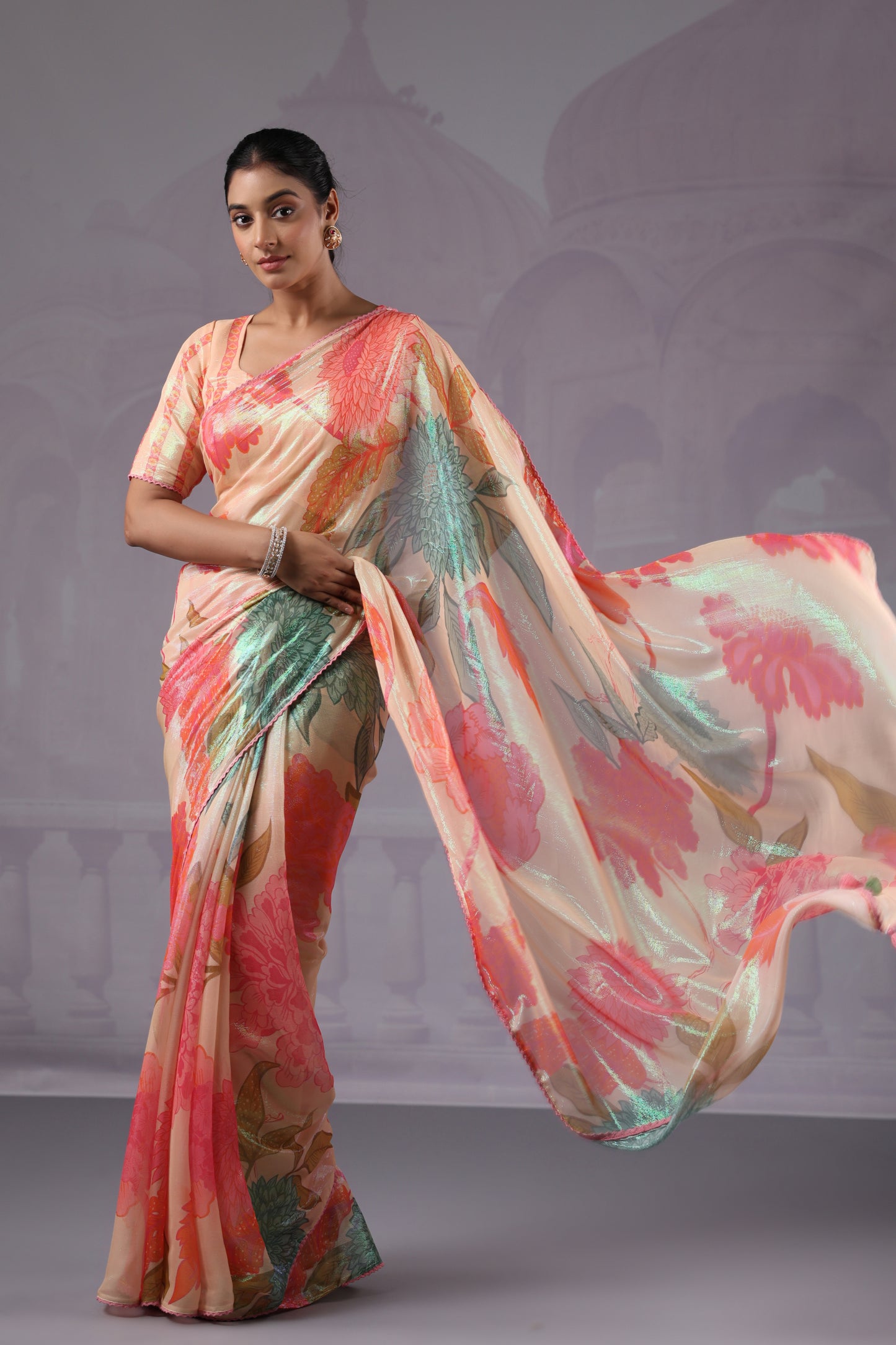 Multi Colour Floral printed Saree