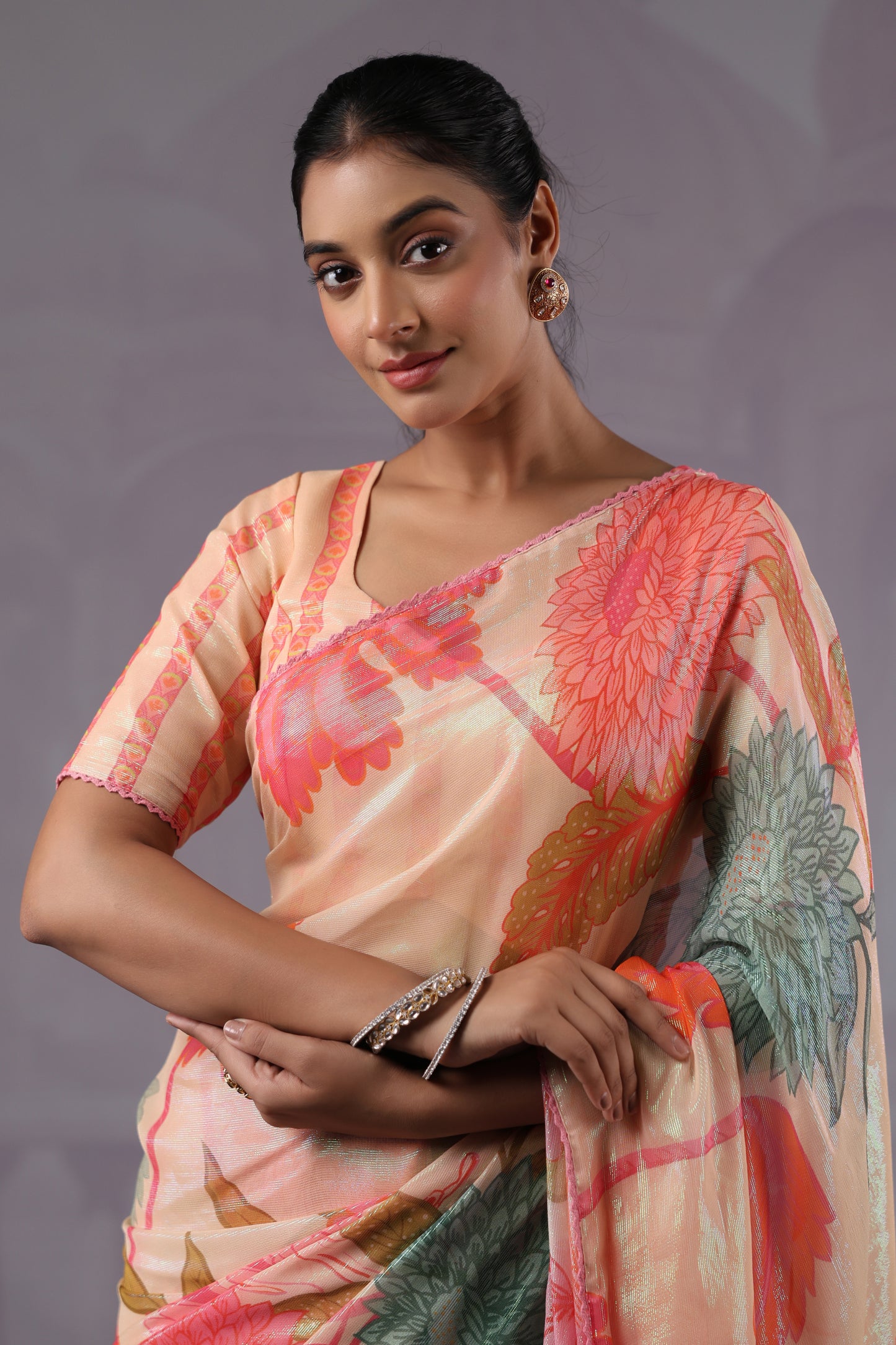 Multi Colour Floral printed Saree