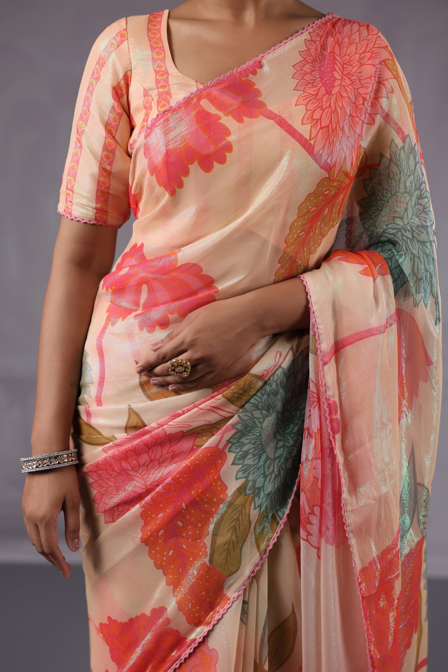 Multi Colour Floral printed Saree