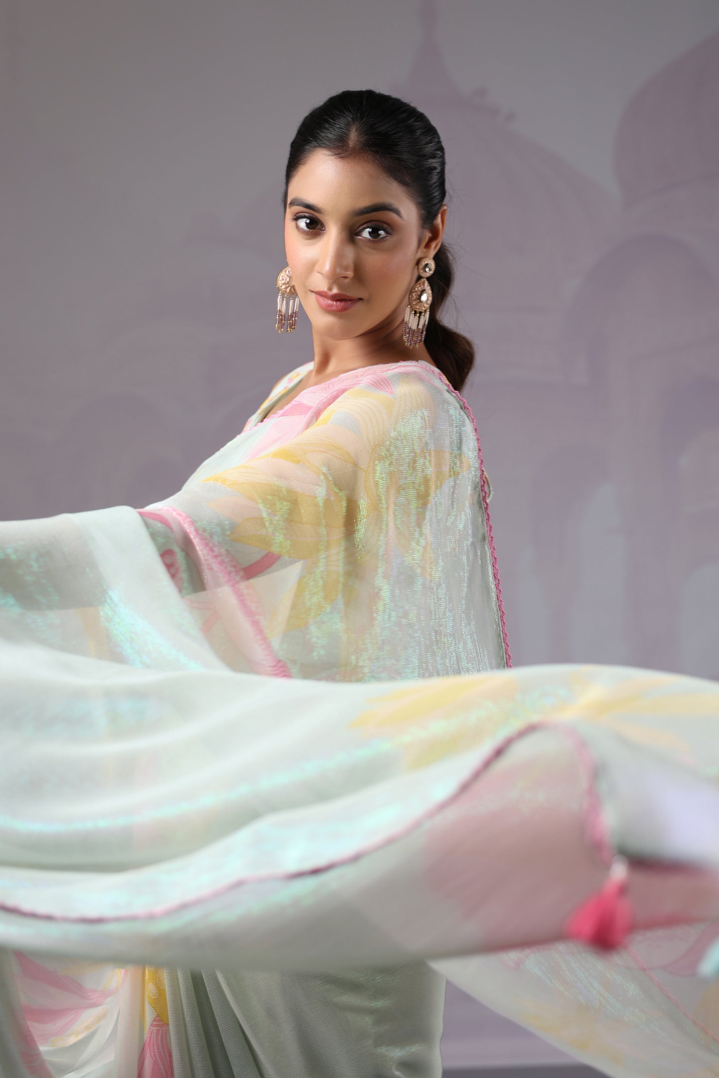 Ice Blue Floral Saree