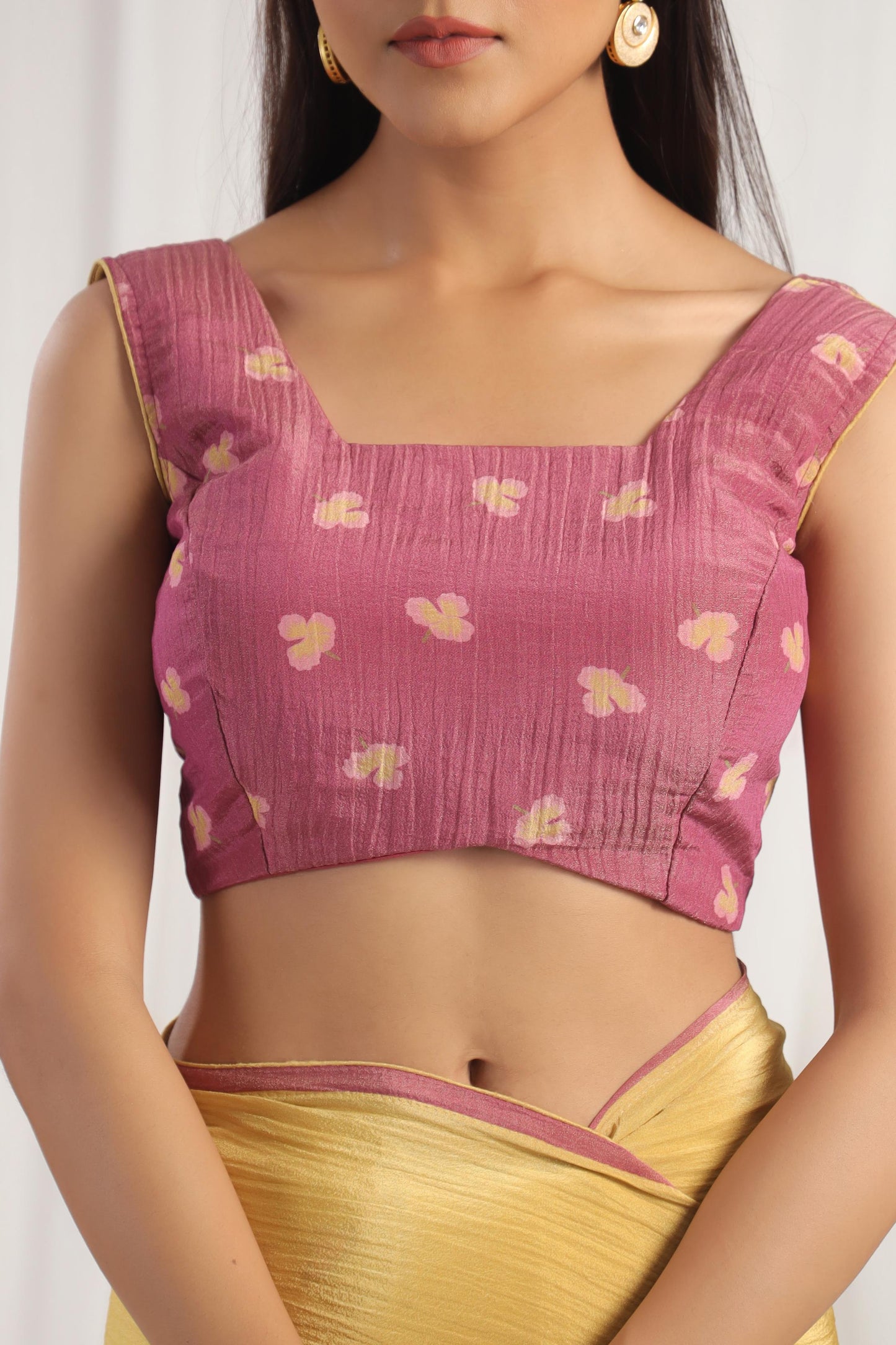 Lemon Yellow Floral printed Saree