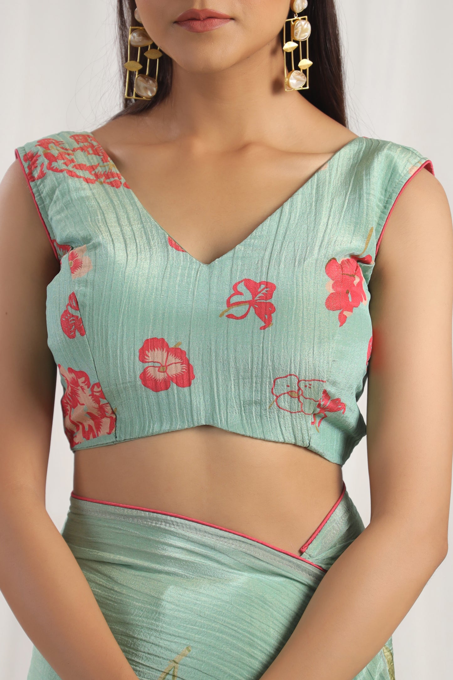 Aquamarine Floral printed Saree