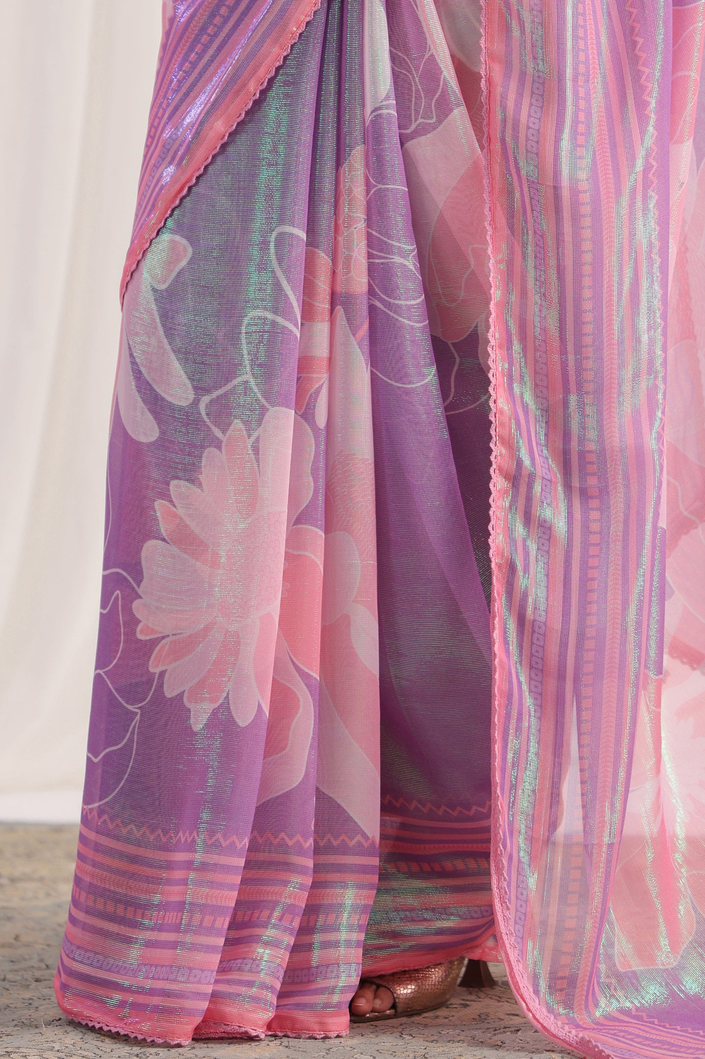 Lavender Floral printed Saree