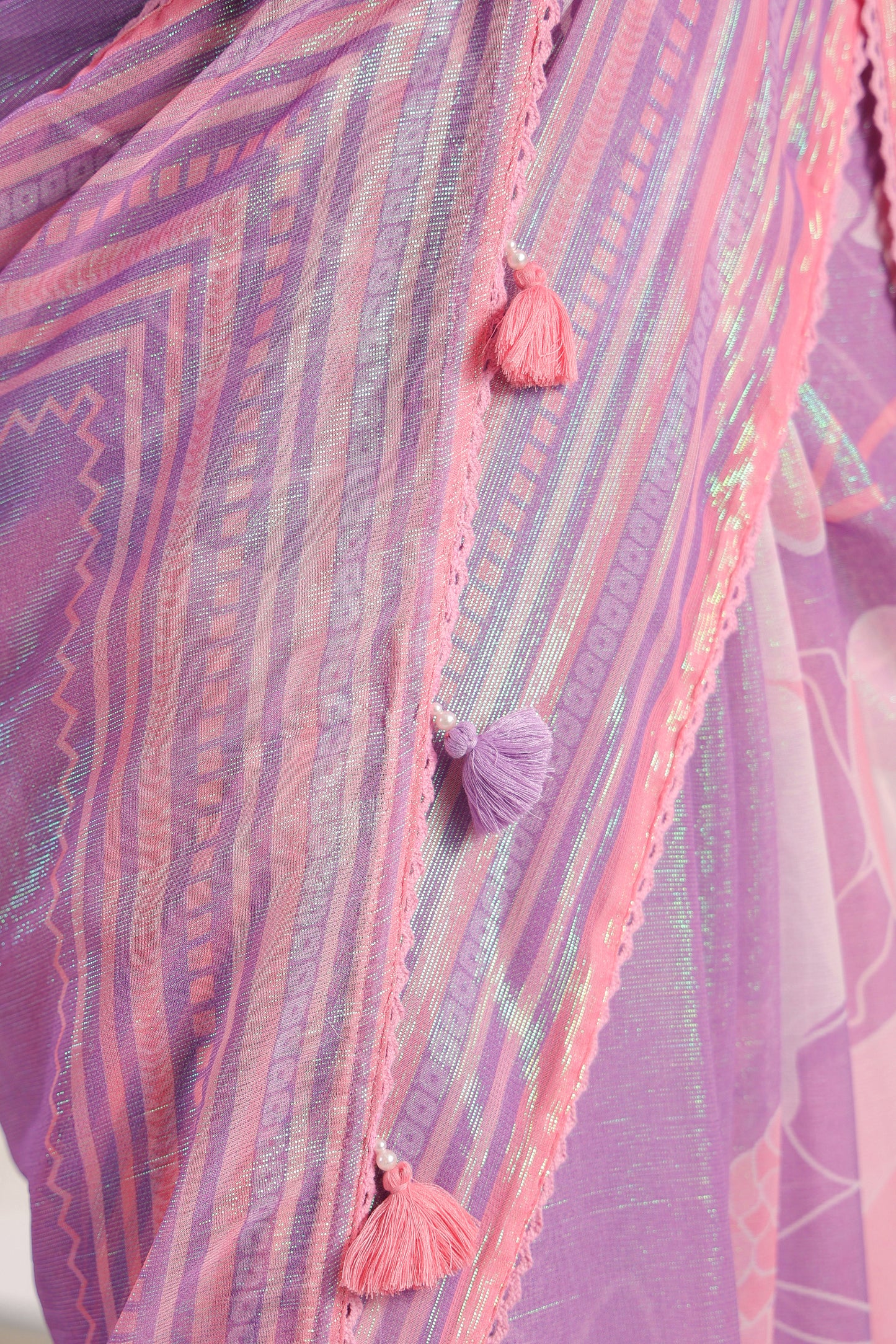 Lavender Floral printed Saree