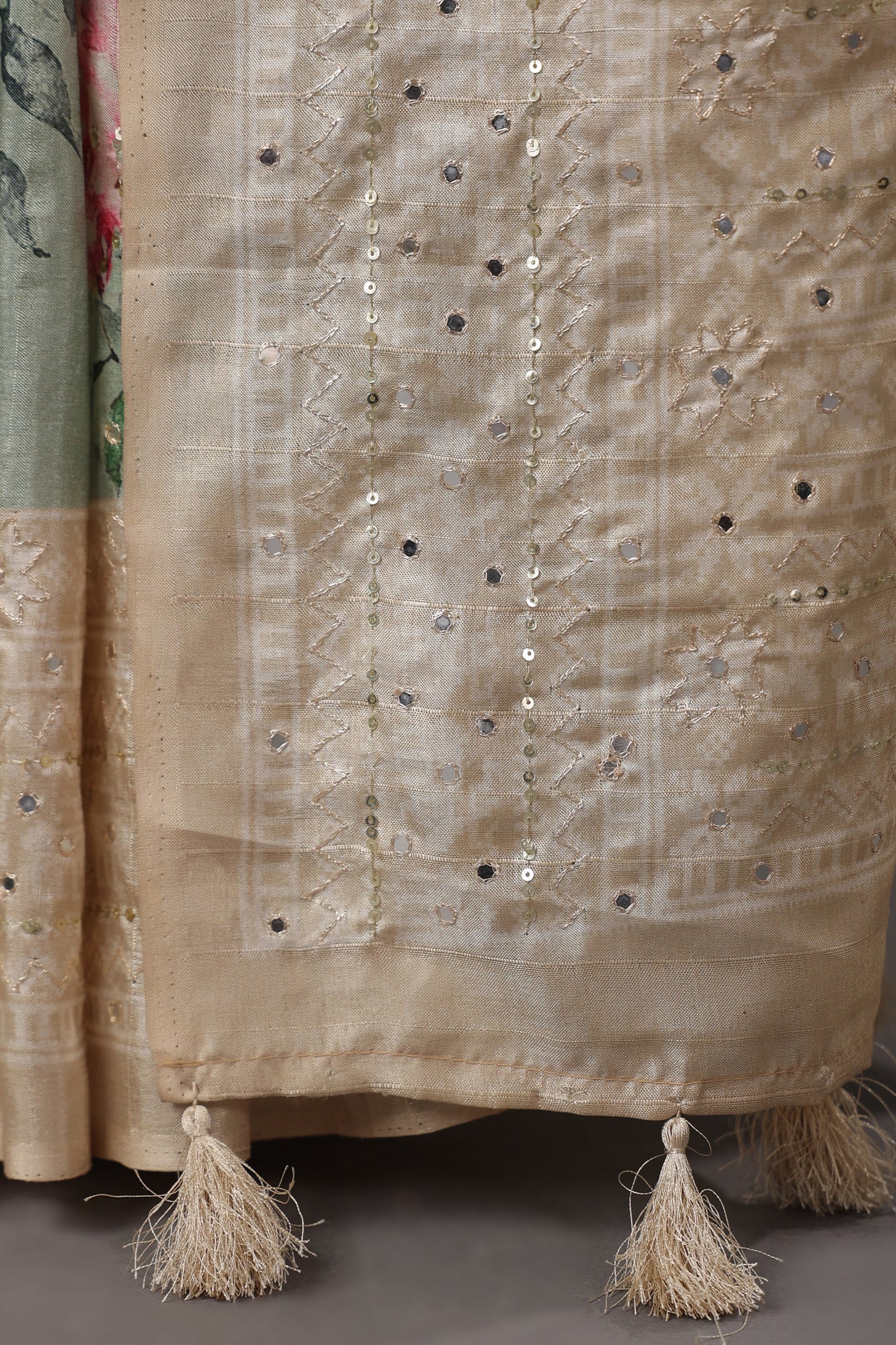 Pastel Green Tussar Silk Saree