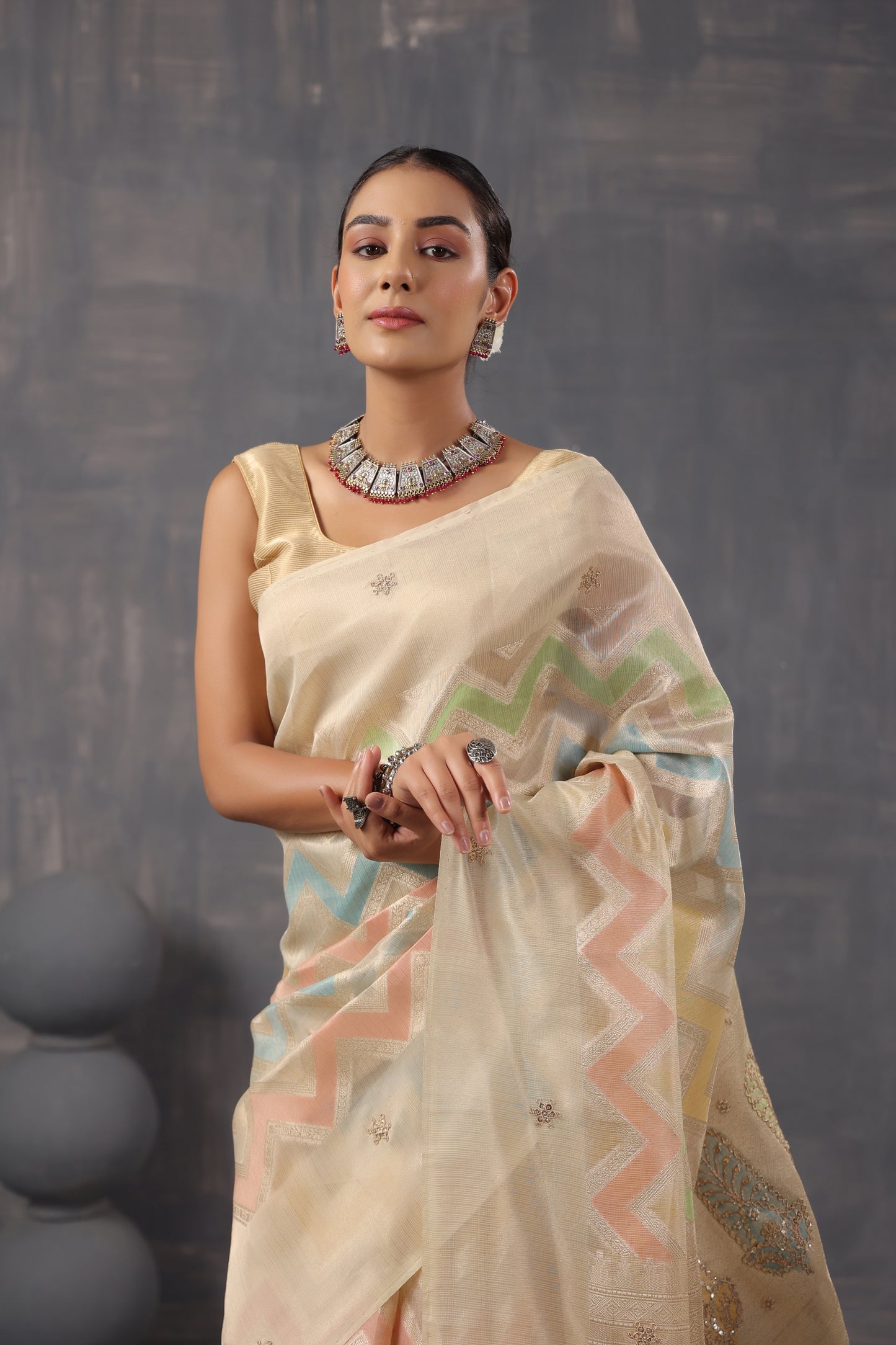 Lemon Yellow Zari Saree