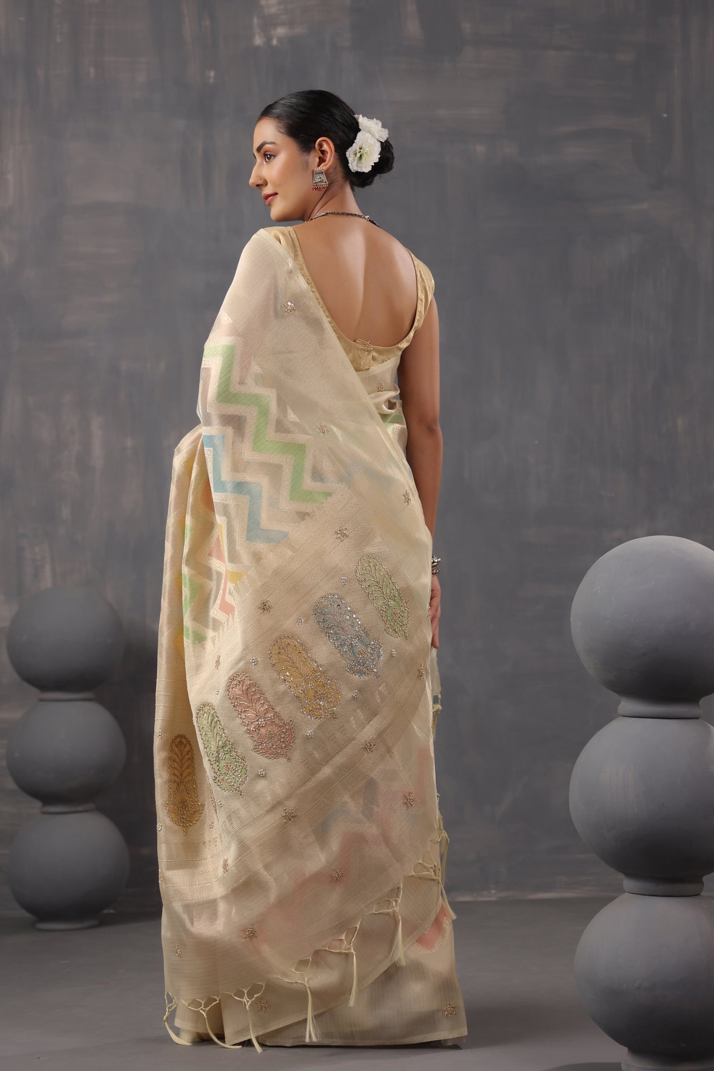 Lemon Yellow Zari Saree