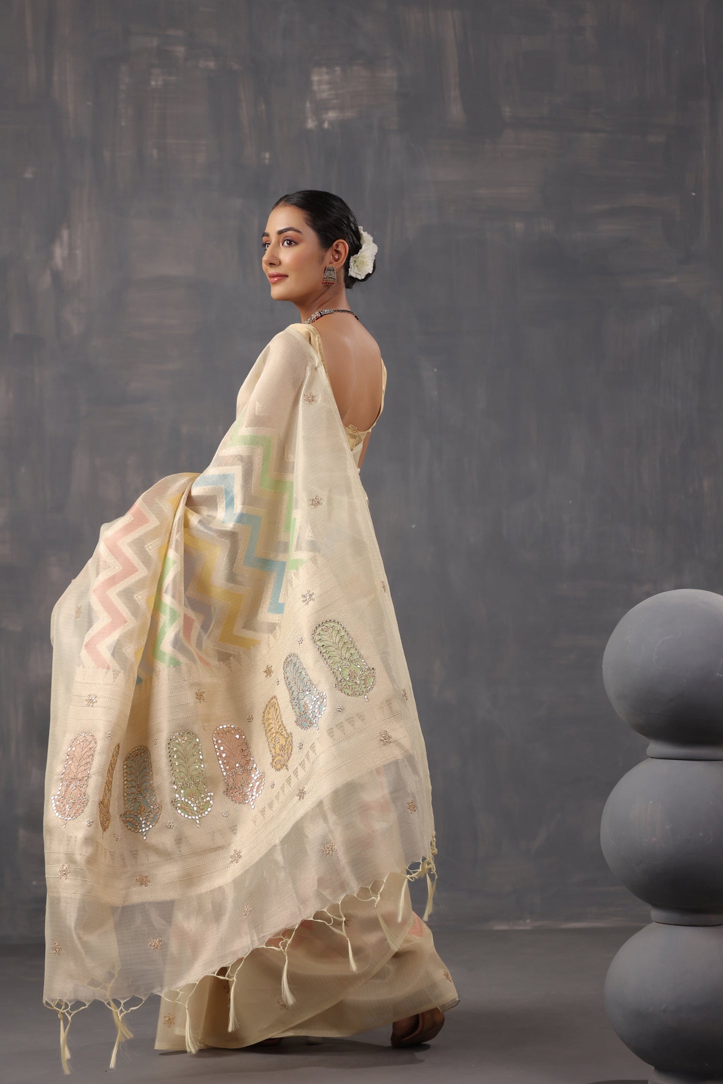 Lemon Yellow Zari Saree