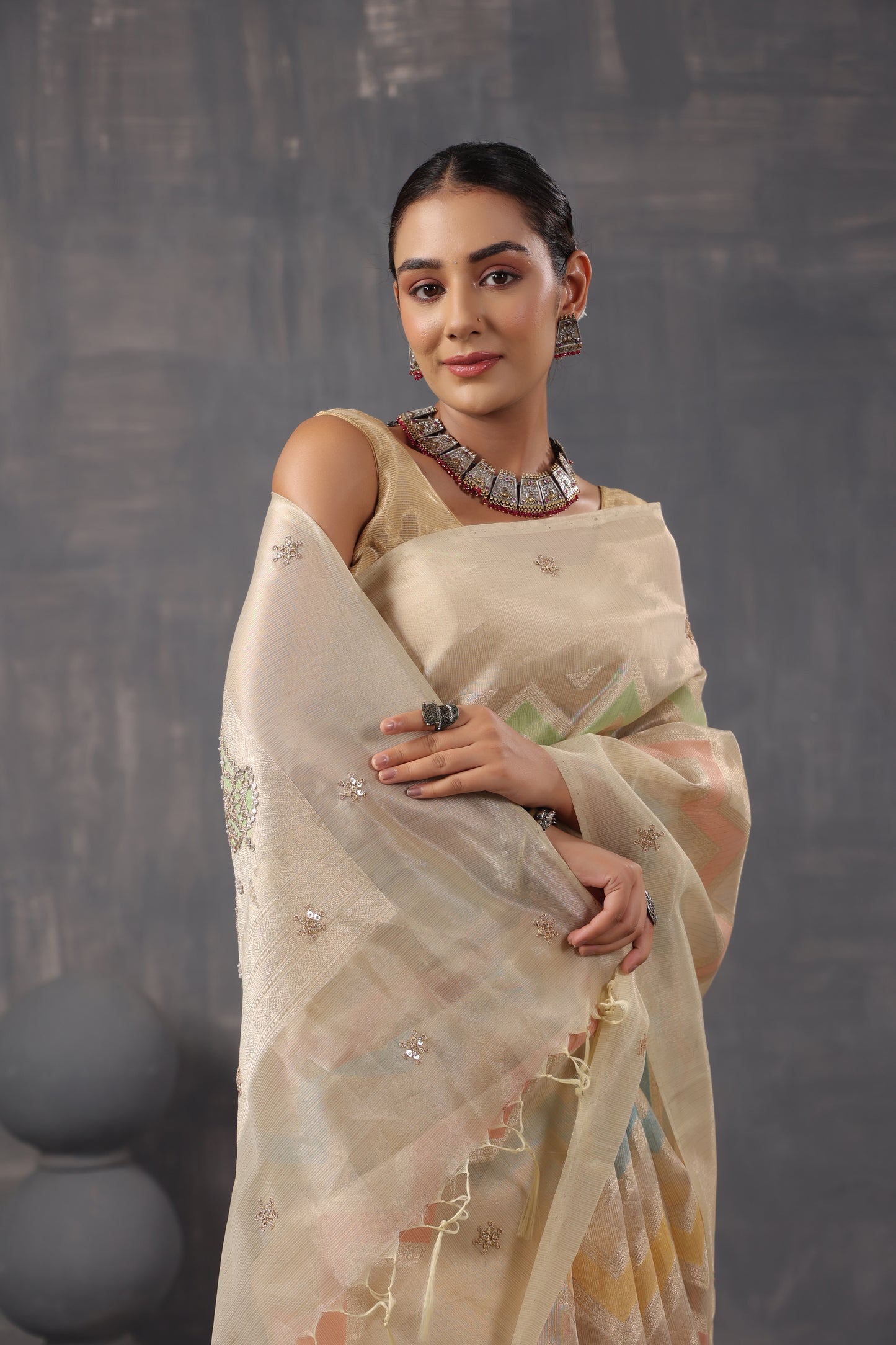 Lemon Yellow Zari Saree