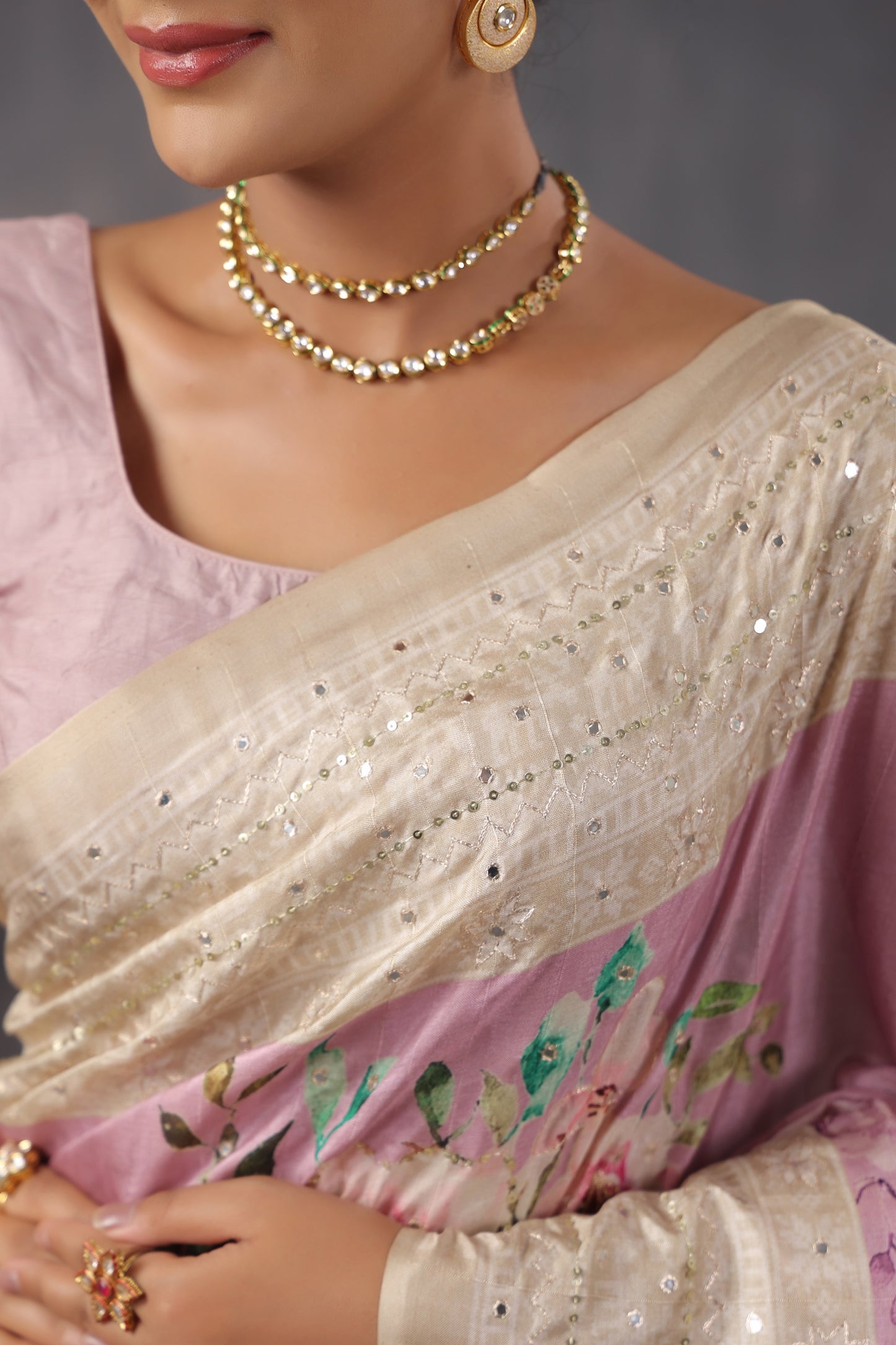 Mauve Tussar Silk Saree