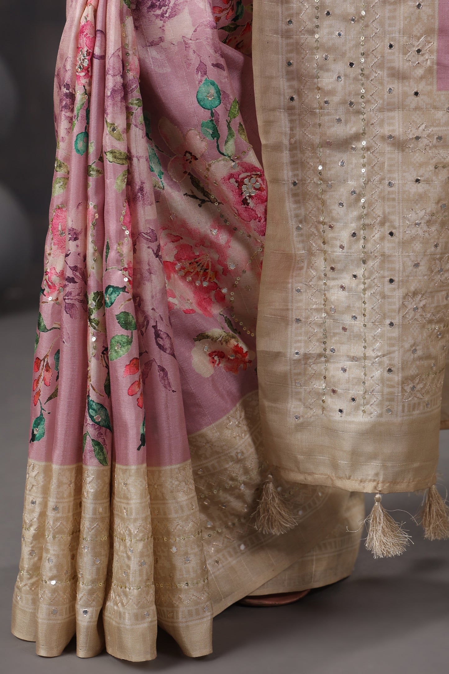 Mauve Tussar Silk Saree