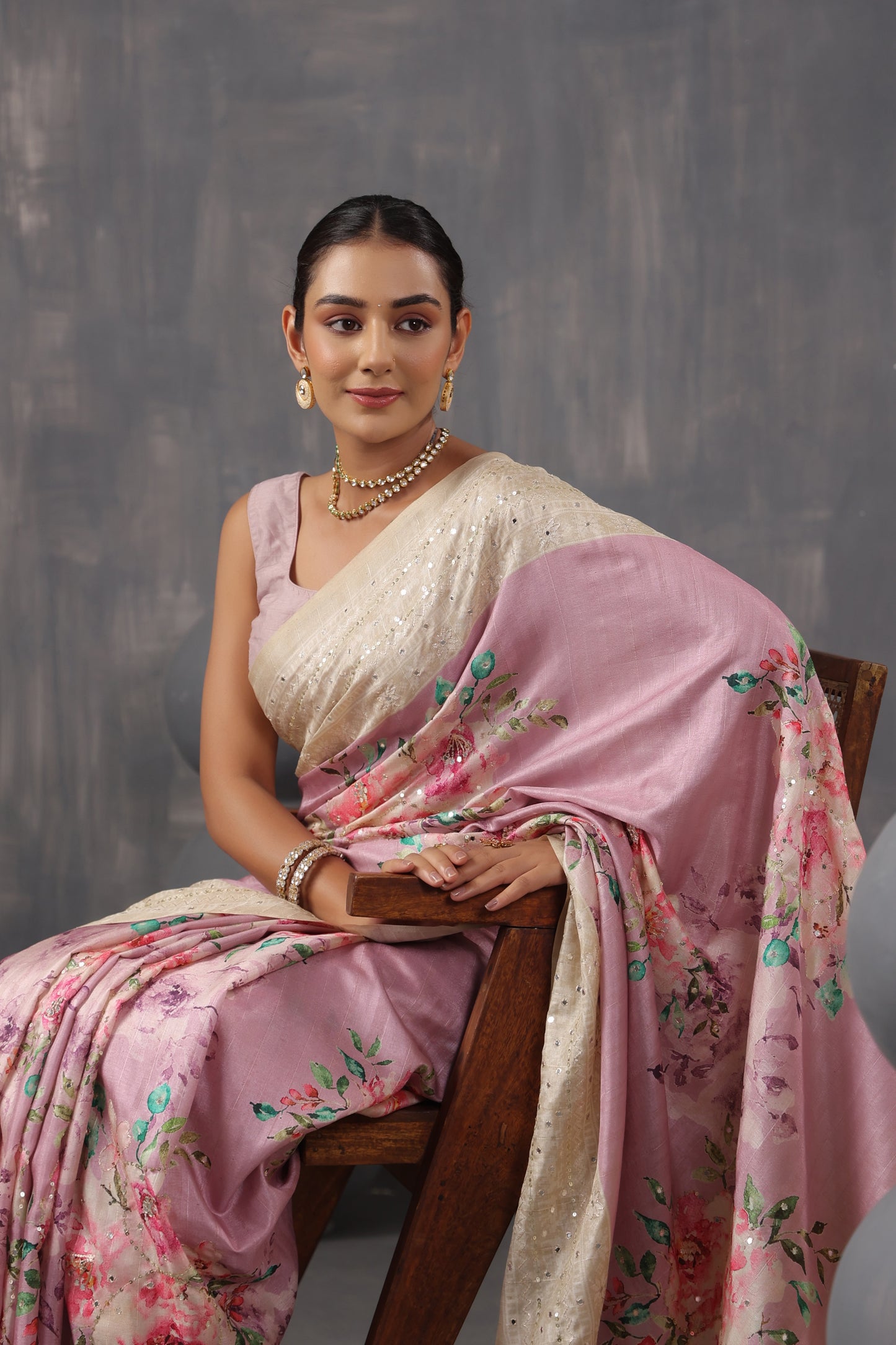 Mauve Tussar Silk Saree