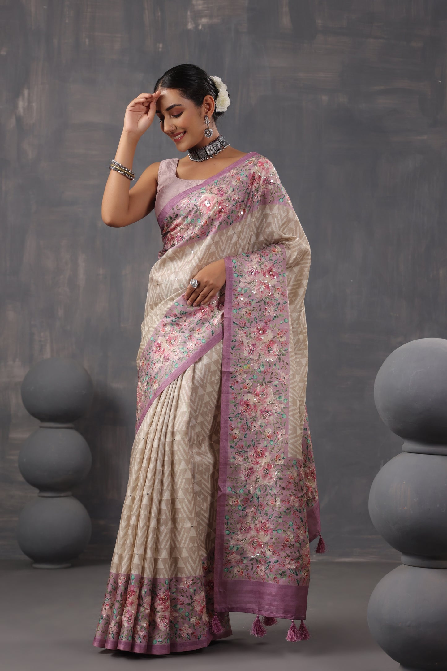 Classic Ivory printed Saree