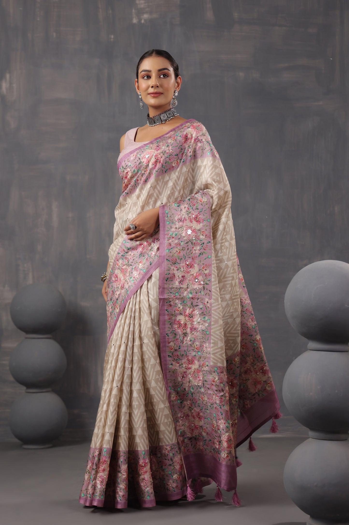 Classic Ivory printed Saree