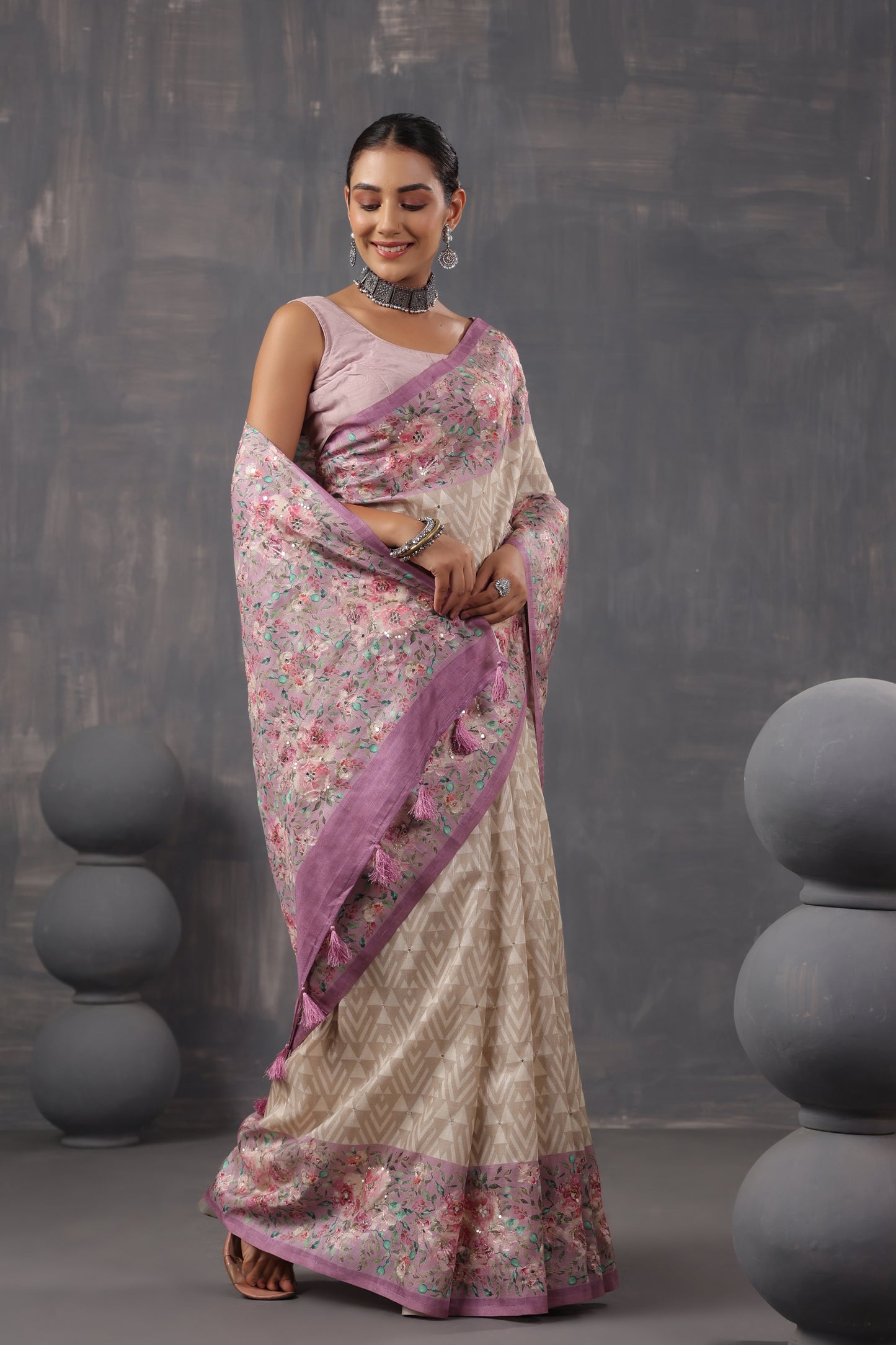 Classic Ivory printed Saree
