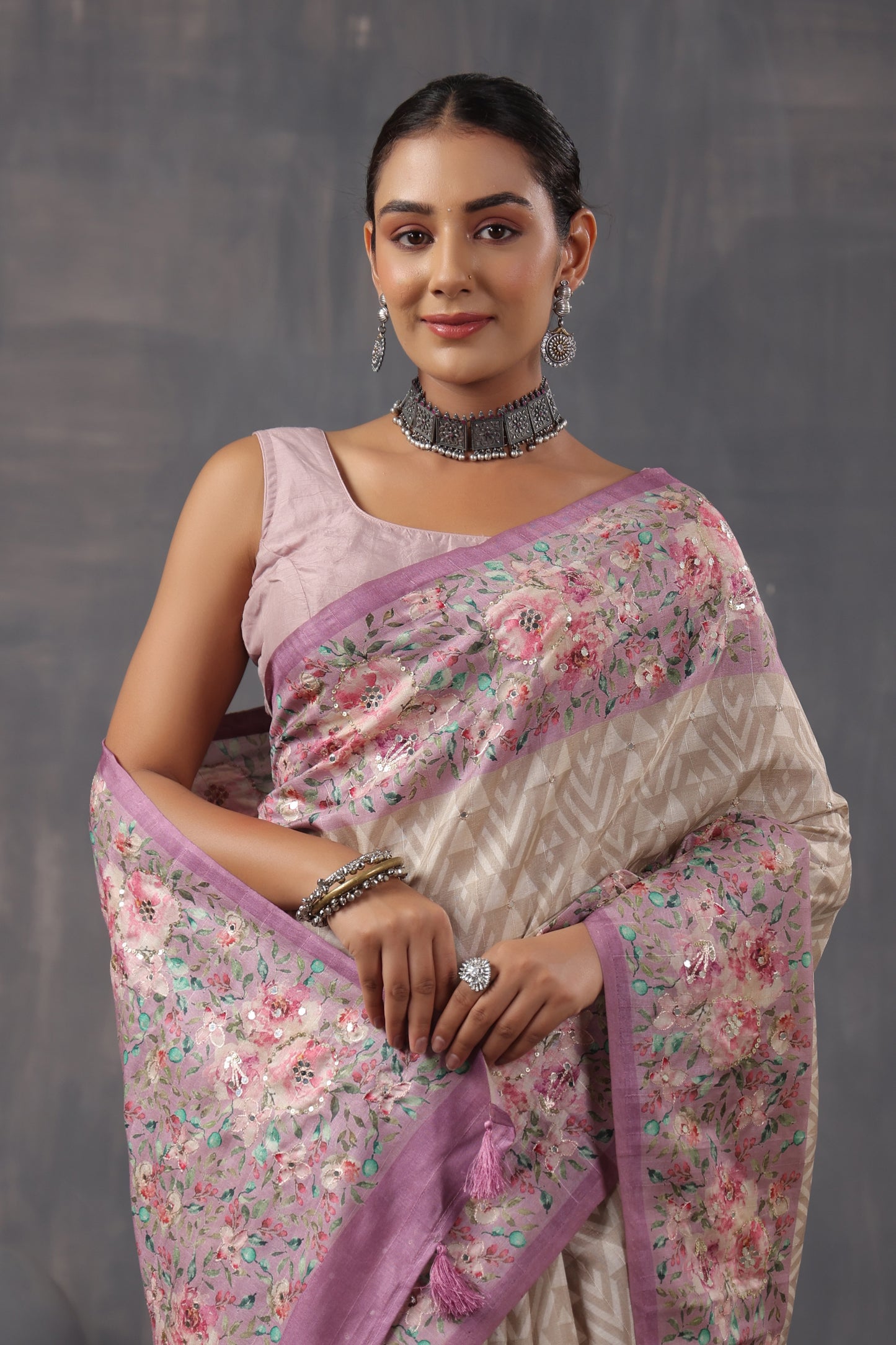 Classic Ivory printed Saree