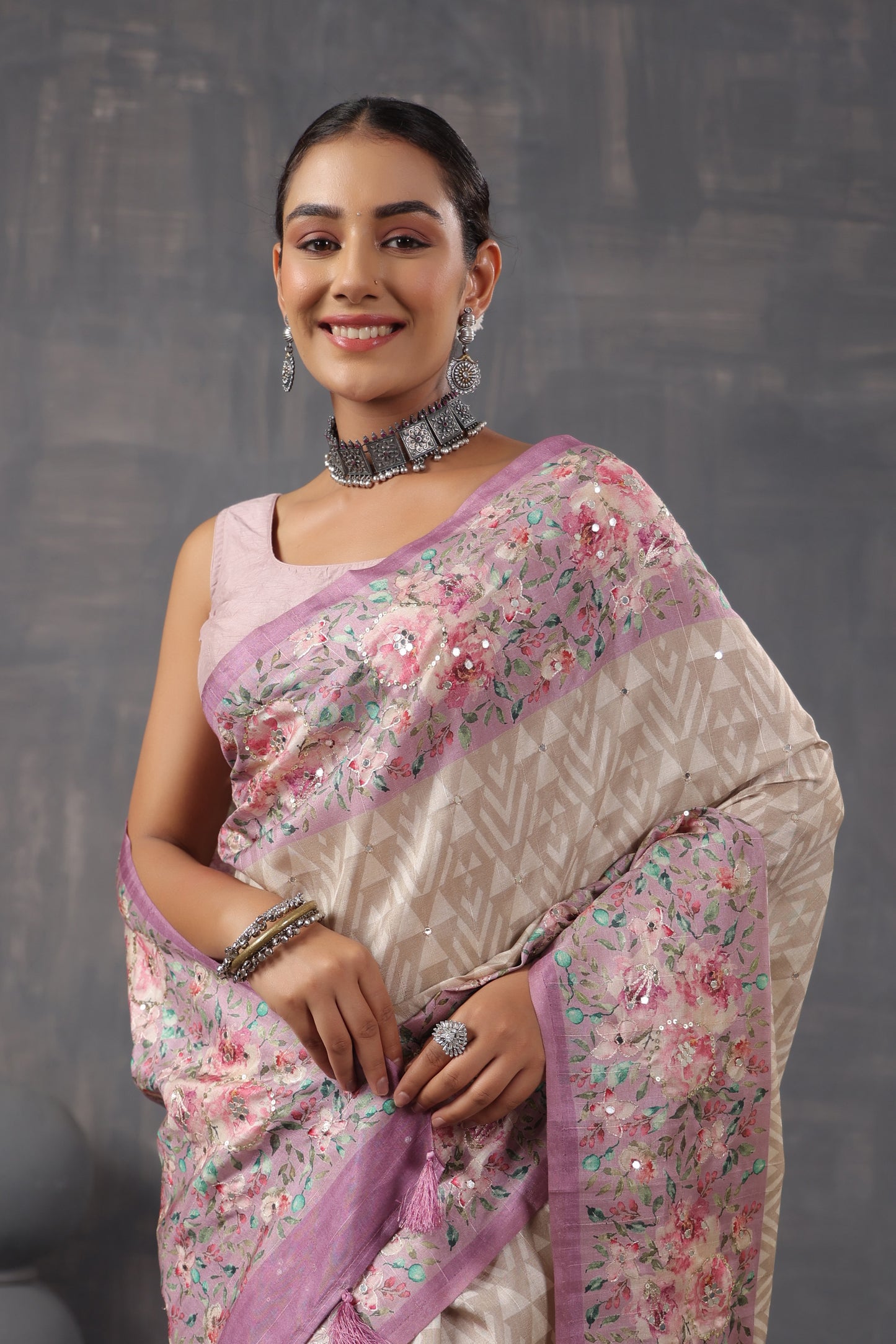 Classic Ivory printed Saree