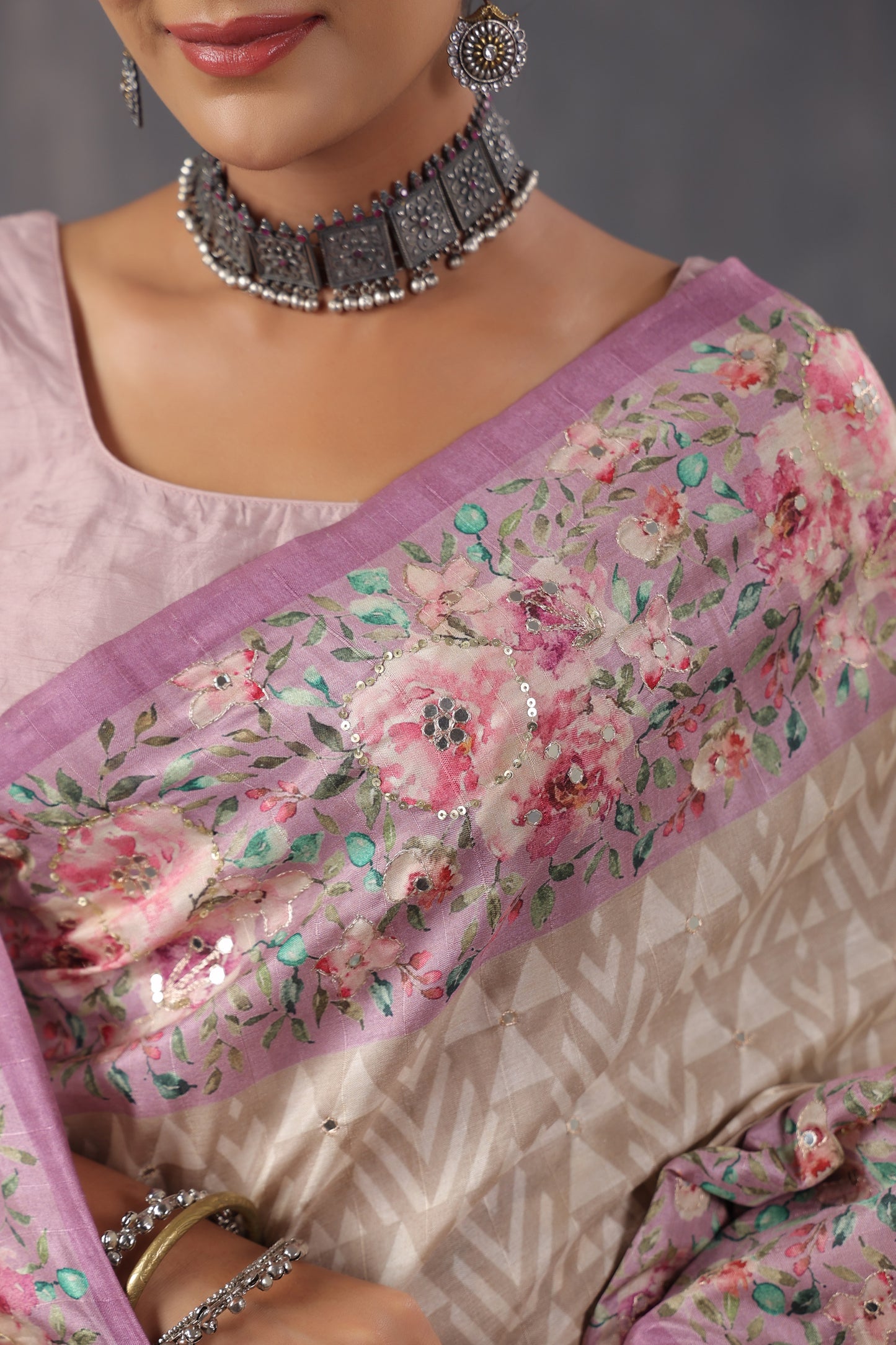 Classic Ivory printed Saree