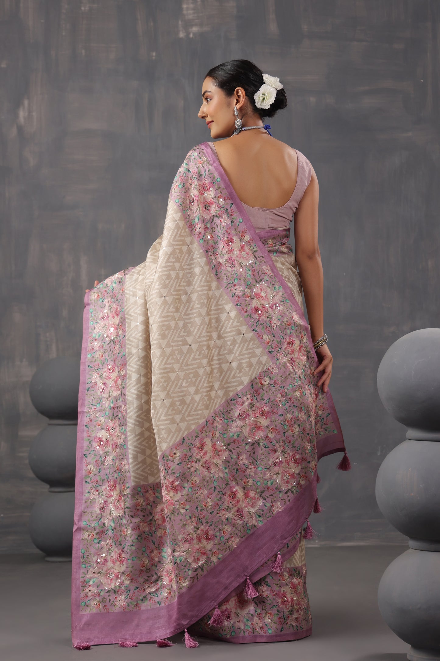 Classic Ivory printed Saree