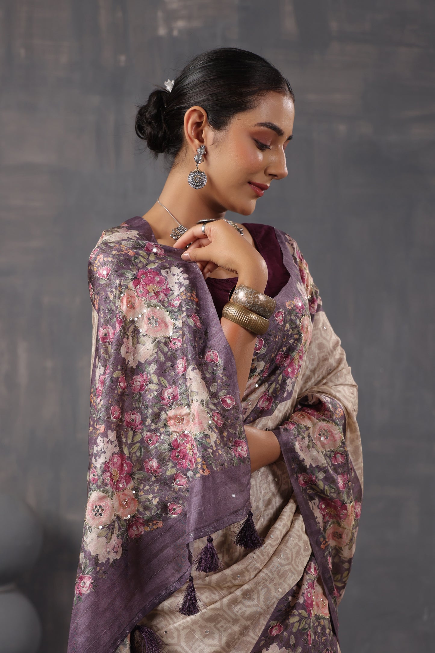 Classic Ivory Printed Saree