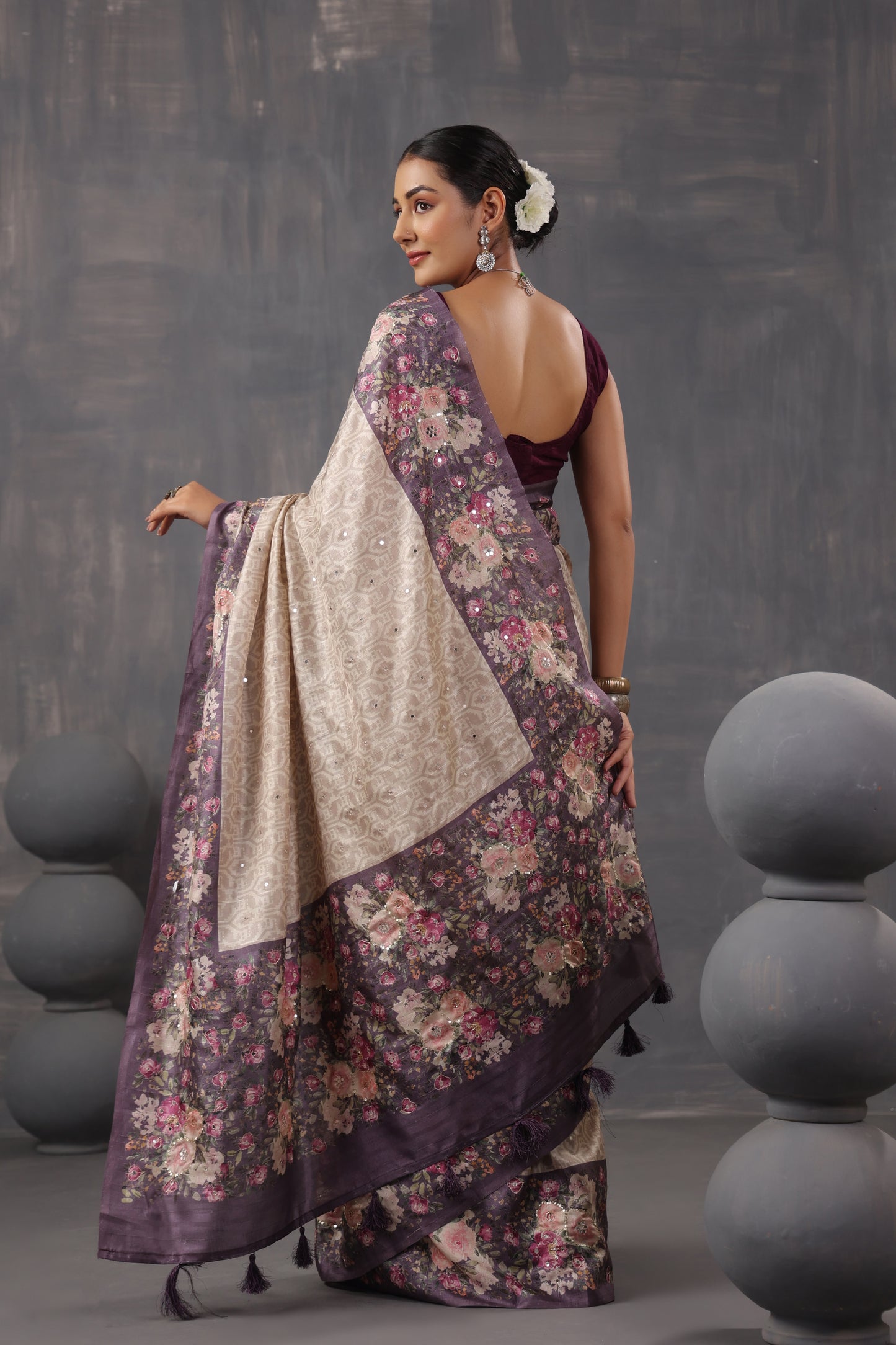 Classic Ivory Printed Saree