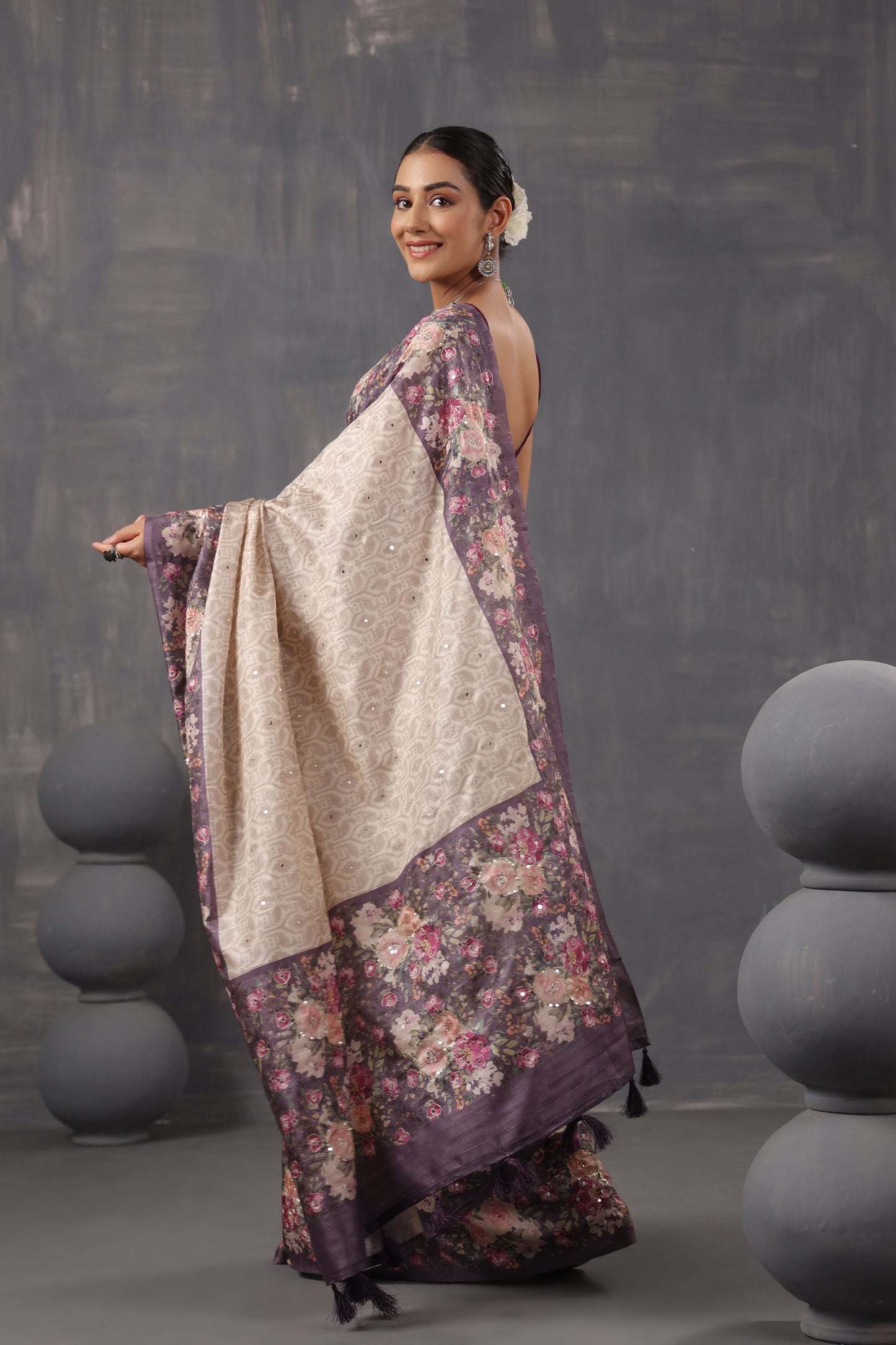 Classic Ivory Printed Saree
