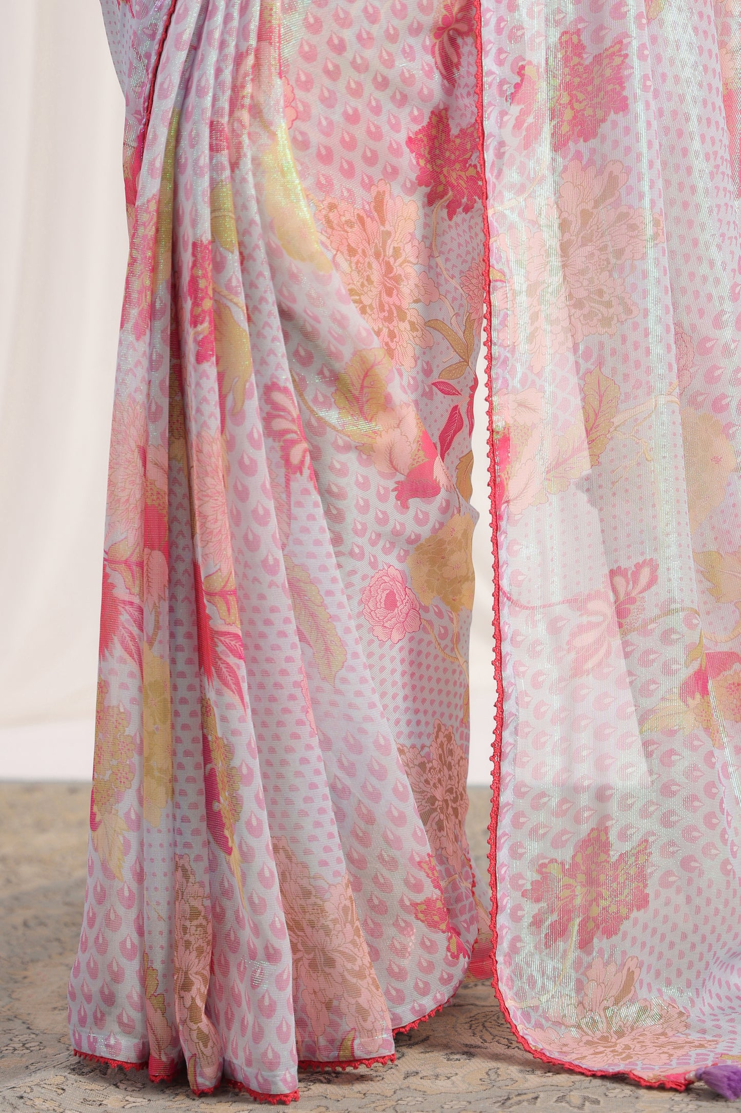 Pale Lavender Floral printed Saree
