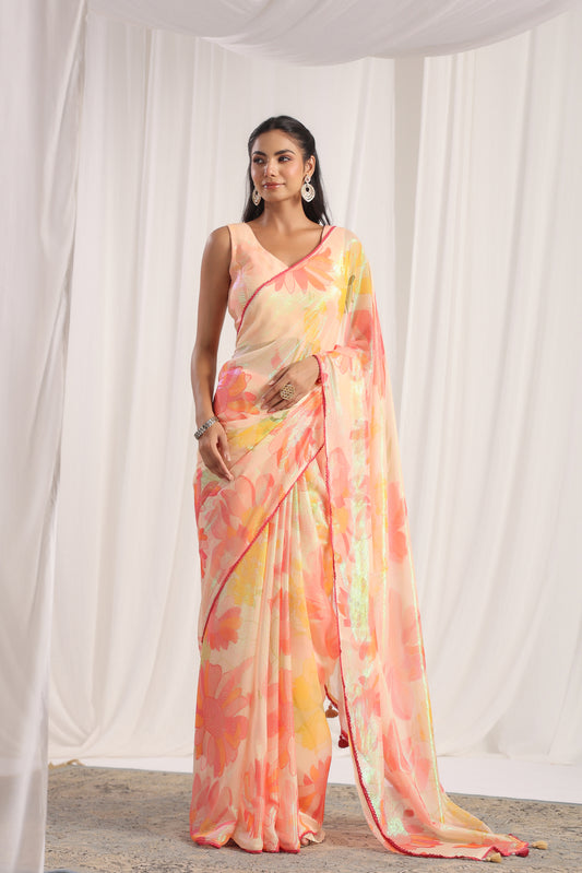 Mellow Floral printed Saree