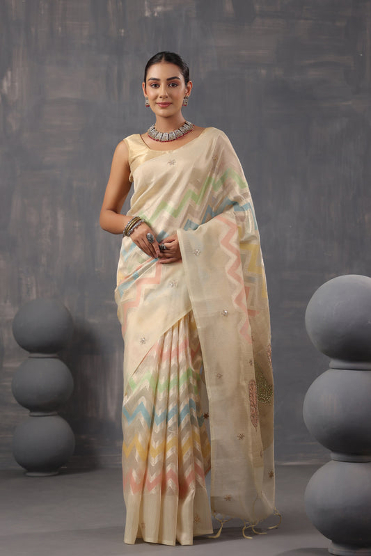 Lemon Yellow Zari Saree